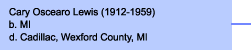 Cary Oscearo Lewis (1912-1959)b. MId. Cadillac, Wexford County, MI